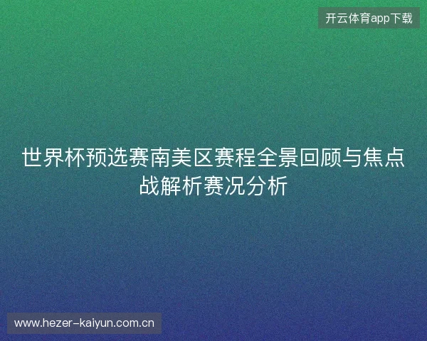 世界杯预选赛南美区赛程全景回顾与焦点战解析赛况分析